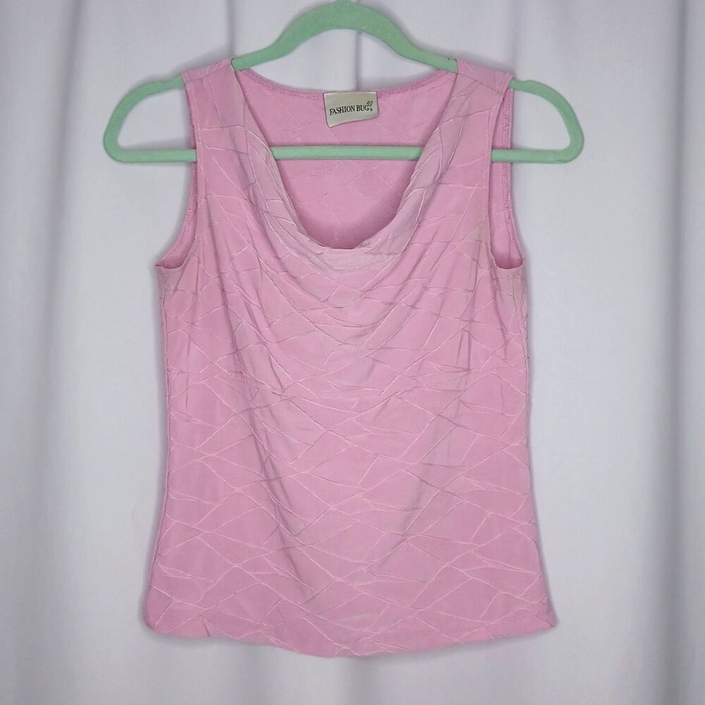 Fashion Bug Textured Tank Top Slvlss Blouse Stretch Scoop Neck Pink Womens Small